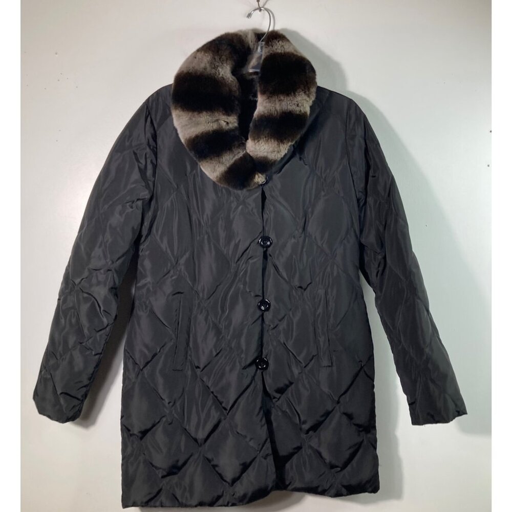 Belle Fare Kleve Microfabric Jacket Down Puffer Rex Rabbit Collar M